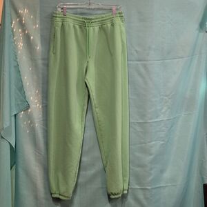 Athleta Women's M Forever Fleece Mid Rise Jogger, Lime Green Sweatpants Relaxed
